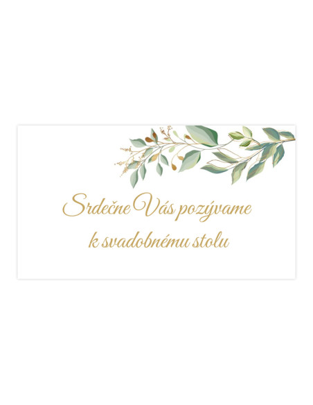 Pozvánka k svadobnému stolu eukalyptus 001A