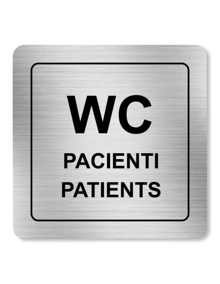 Strieborná tabuľka WC pacienti 8 x 8 cm