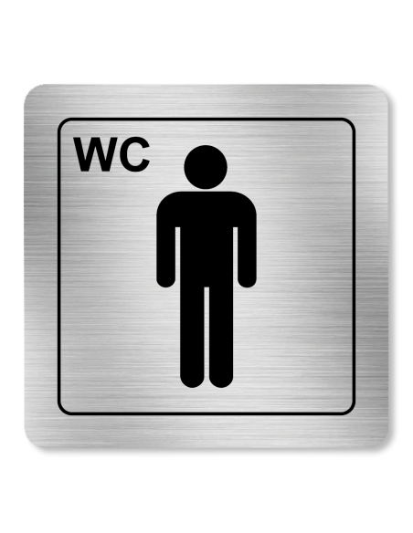 Strieborná tabuľka WC muži 8 x 8 cm