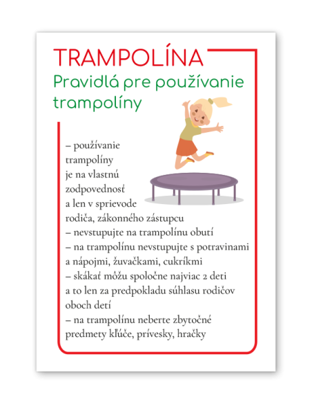 Tabuľa trampolína pravidlá pre používanie