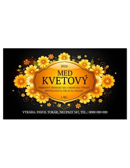 50 ks nálepky na kvetový med etikety 9 x 5 cm