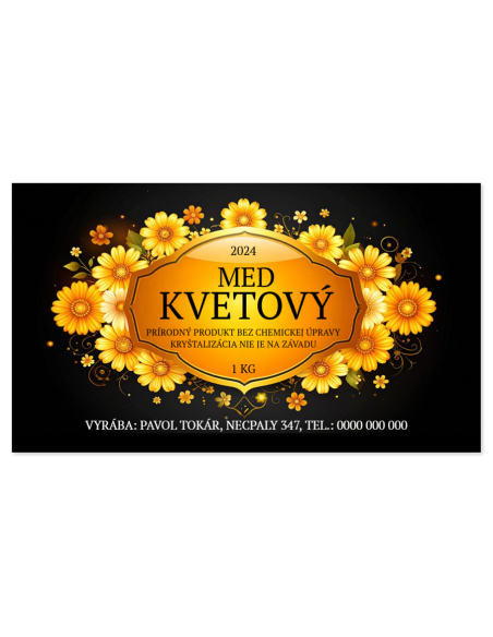 50 ks nálepky na kvetový med etikety 9 x 5 cm