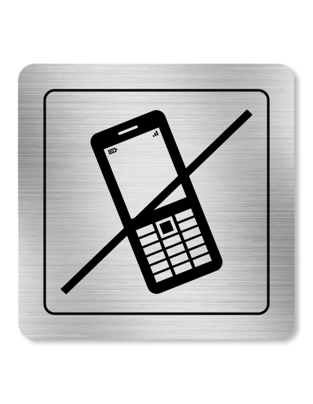 Strieborná tabuľka Zákaz telefonovať 8 x 8 cm
