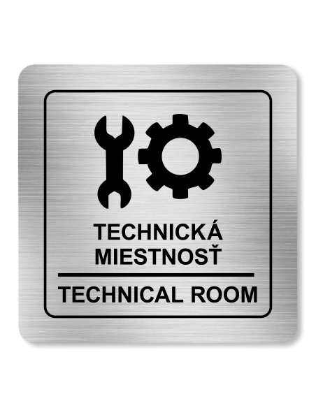 Strieborná tabuľka Technická miestnosť 8 x 8 cm