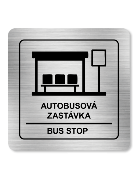 Strieborná tabuľka Autobusová zastávka 8 x 8 cm