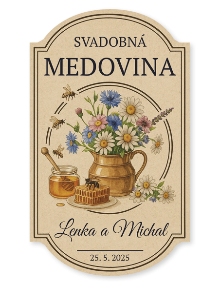 50 ks svadobné nálepky na medovinu 6 x 10 cm